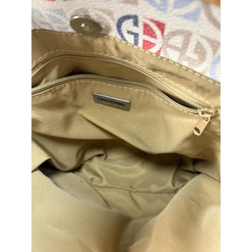 Giani Bernini Tote Beach Bag Large Multicolor Logo Print Pockets‎ Zip Purse